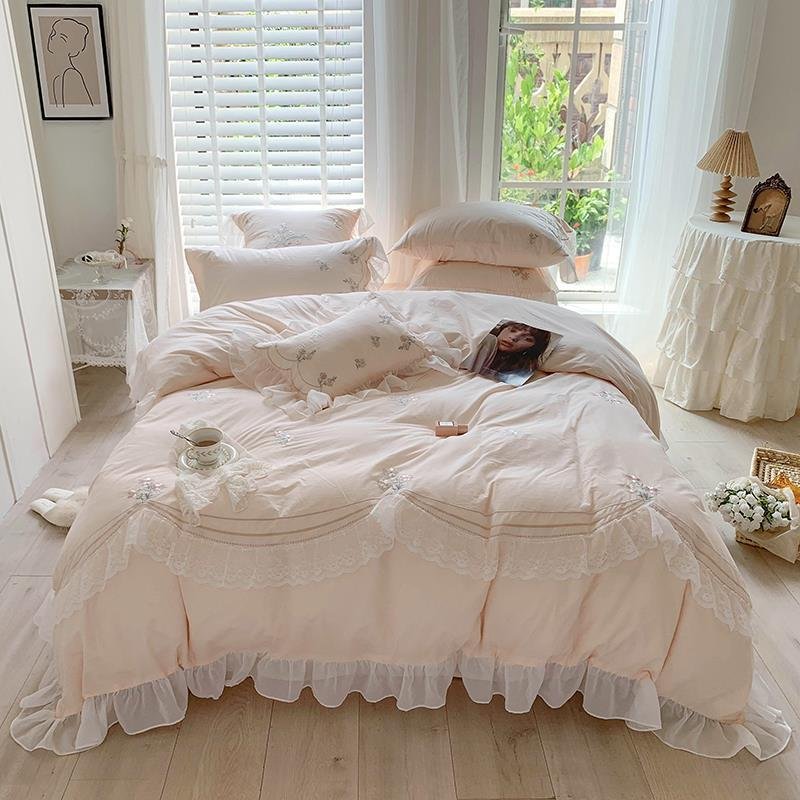 047f4f7f-5719-404e-be16-a4c3d76236ba.jpg All Cotton Washed Cotton Four-piece Bedding Set - Image 1