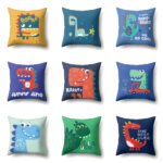 Dinosaur Icon Single-sided Pillow Cover Polyester Throw Pillowcase
