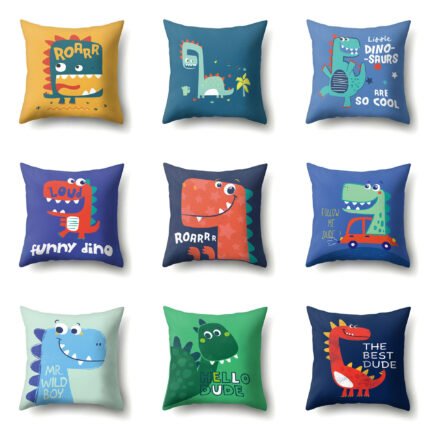 Dinosaur Icon Single-sided Pillow Cover Polyester Throw Pillowcase