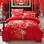 Cotton cartoon active thickening sanding four-piece cotton wedding gift linen quilt cover bedding