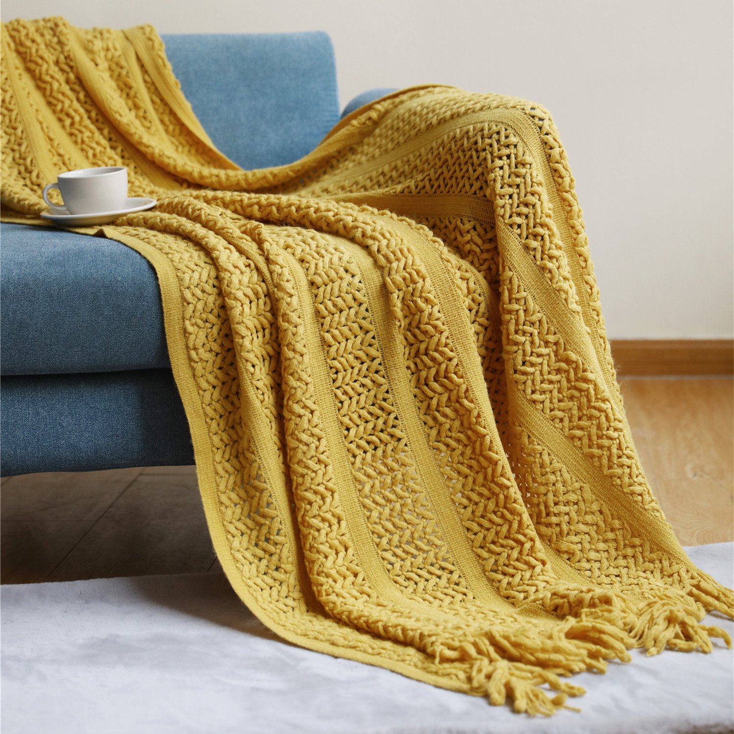 41a838ce-6d72-4be3-bafd-14df29f2a7bd.jpg Nordic Sofa Blanket Cover Blanket Knitted Blanket Homestay Hotel Throw Blanket - Image 1