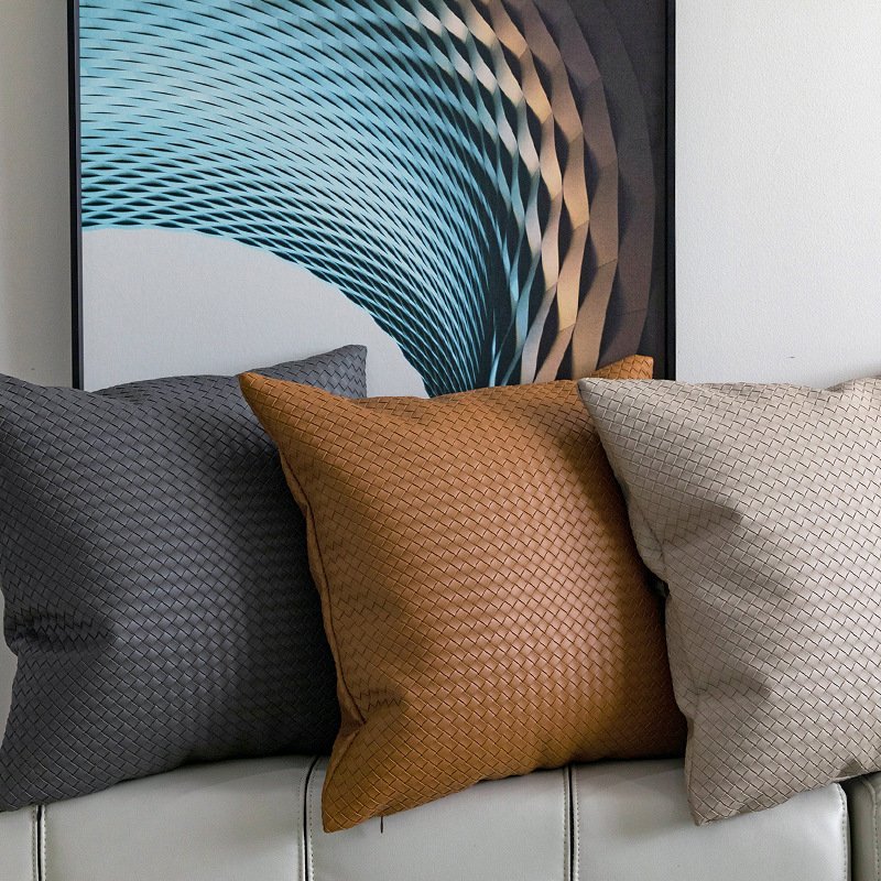 4e255deb-ef36-4c0b-91ac-8fc671b069ab.jpg Woven Textured PU Leather Throw Pillow Cover - Image 1