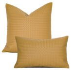 Woven Textured PU Leather Throw Pillow Cover - Image 9