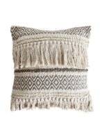 Handwoven Throw Pillow Cover With Tassel Beige Retro - Image 4
