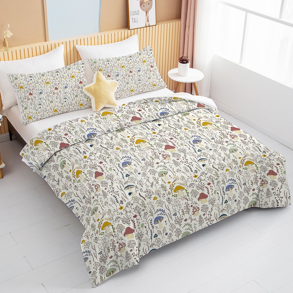920672d6-9d28-4d6e-bfc8-d7b812c3c524.jpg 3 Pieces Mushroom Decoration Comforter Set Soft Bedding Set For Home Bedroom Decor Twin Full Queen King Size - Image 1