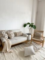 Handwoven Throw Pillow Cover With Tassel Beige Retro - Image 3