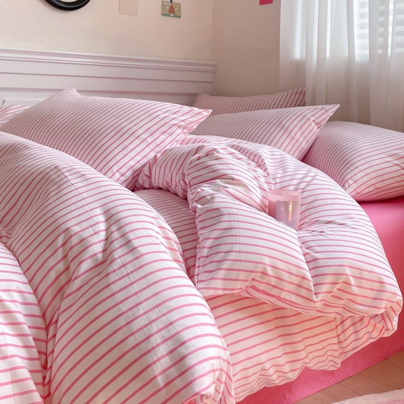 a702fe7d-2300-4d83-888a-fda2852367ec.jpg Washed Cotton Four-piece Bedding Set Student Dormitory - Image 1