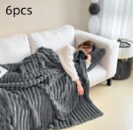 Soft Wind Bubble Velvet Blanket Warm Solid Rabbit Fur Blankets Double-sided Thickening Cover Throw Warm Fur Blanket - Image 4
