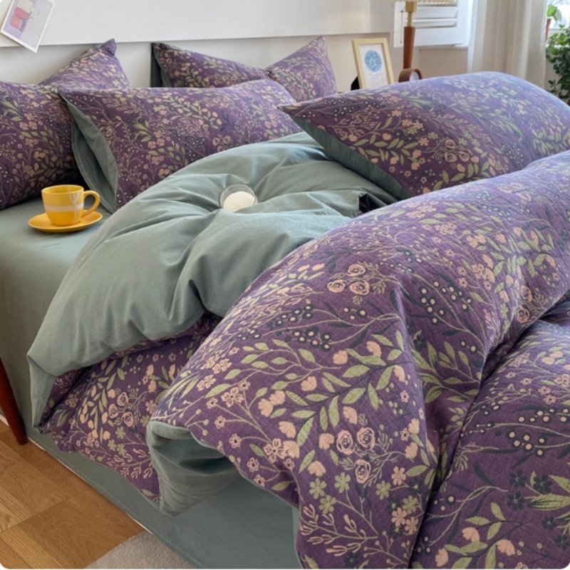 eba6dcaf-fb15-46a0-9a5d-01fdeeb9cc1a.jpg Four-piece Cotton Double-layer Bedding Set - Image 1