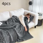 Soft Wind Bubble Velvet Blanket Warm Solid Rabbit Fur Blankets Double-sided Thickening Cover Throw Warm Fur Blanket - Image 3